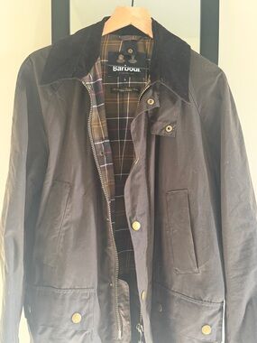 Barbour dark green  Waxed Cotton Field Jacket with Tartan Lining